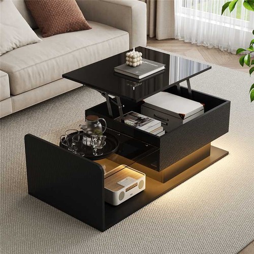 Hochglanz couchtisch mit led - hochglanz,