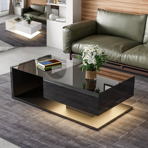 Couchtisch mit led effekt glas - couchtisch,