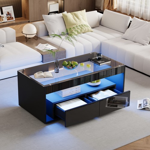 Glas couchtisch mit led - couchtisch,